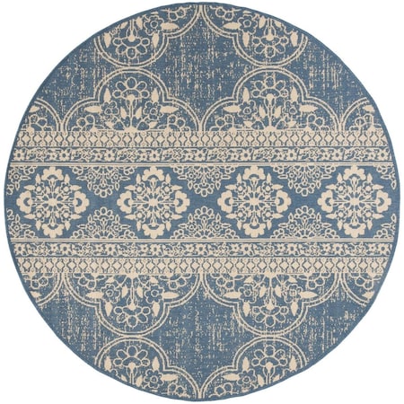 Safavieh 6 ft. 7 in. x 6 ft. 7 in. Round Linden 100 Bohemian Area Rug Cream & Blue LND174N-6R
